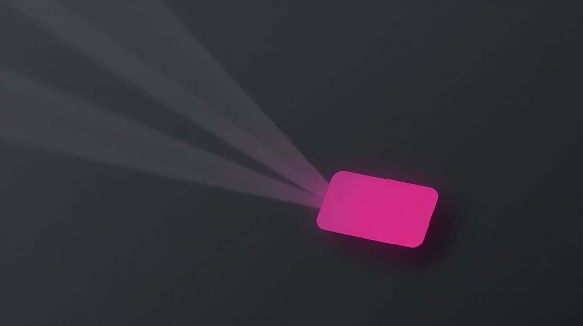 Three faint streams on a charcoal field converging on one page-shaped card that glows magenta where they meet.